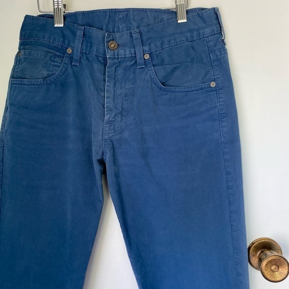 7 for all mankind Solid Blue Cotton Jean Style Pants Mens Size 28 Made in USA - Picture 2 of 8